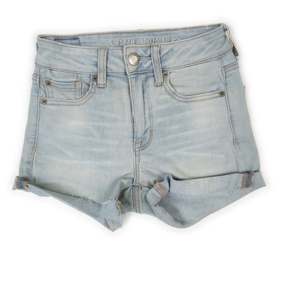 AMERICAN EAGLE Hi-Rise Shortie jean shorts Ne(x)t Level Stretch size 0 - Picture 1 of 10